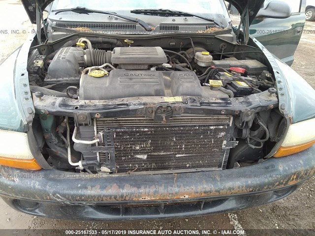 1B7GL42N42S724836 - 2002 DODGE DAKOTA SLT GREEN photo 10