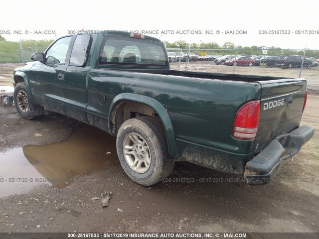 1B7GL42N42S724836 - 2002 DODGE DAKOTA SLT GREEN photo 3