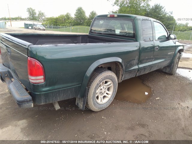 1B7GL42N42S724836 - 2002 DODGE DAKOTA SLT GREEN photo 4