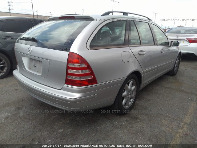 WDBRH61J84F453181 - 2004 MERCEDES-BENZ C 240 SPORTWAGON SILVER photo 4