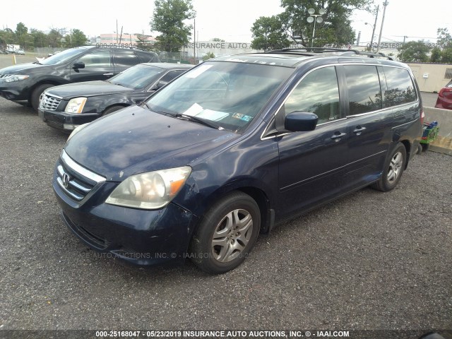 5FNRL38695B058786 - 2005 HONDA ODYSSEY EXL BLUE photo 2