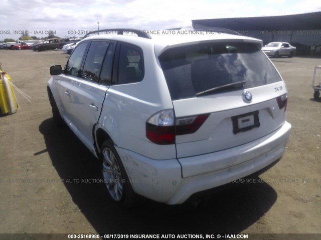 WBXPC93429WJ30562 - 2009 BMW X3 XDRIVE30I WHITE photo 3