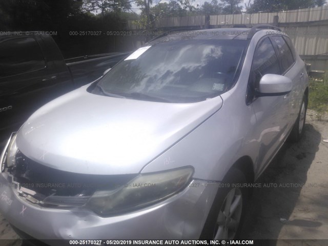 JN8AZ18U09W004507 - 2009 NISSAN MURANO S/SL SILVER photo 2