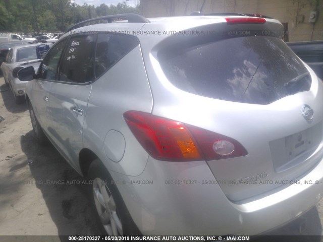 JN8AZ18U09W004507 - 2009 NISSAN MURANO S/SL SILVER photo 3