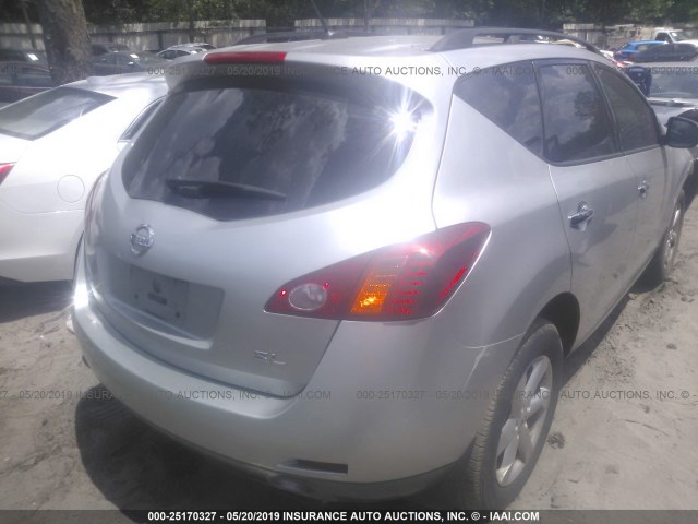 JN8AZ18U09W004507 - 2009 NISSAN MURANO S/SL SILVER photo 4