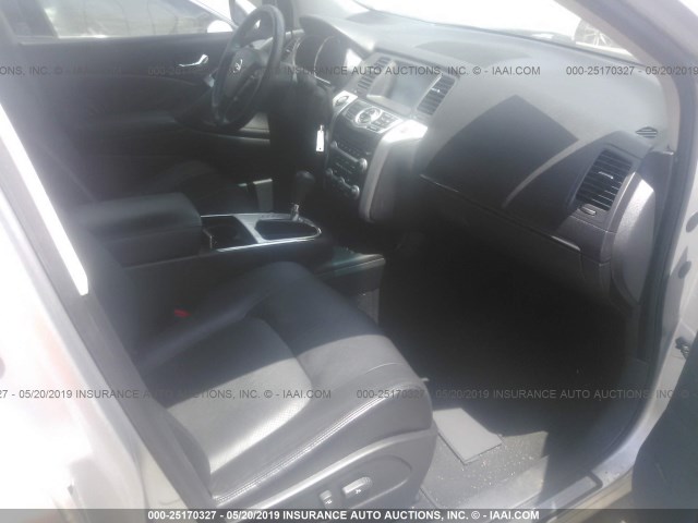 JN8AZ18U09W004507 - 2009 NISSAN MURANO S/SL SILVER photo 5