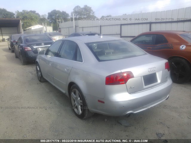 WAUAF78E68A034751 - 2008 AUDI A4 2.0T SILVER photo 3