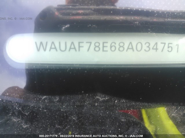 WAUAF78E68A034751 - 2008 AUDI A4 2.0T SILVER photo 9