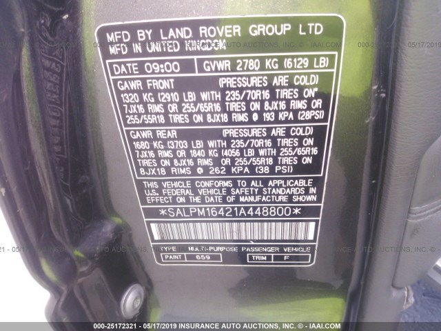 SALPM16421A448800 - 2001 LAND ROVER RANGE ROVER 4.6 HSE LONG WHEELBASE GRAY photo 9