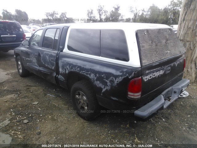 1B7GL2AX11S184030 - 2001 DODGE DAKOTA QUAD BLACK photo 3