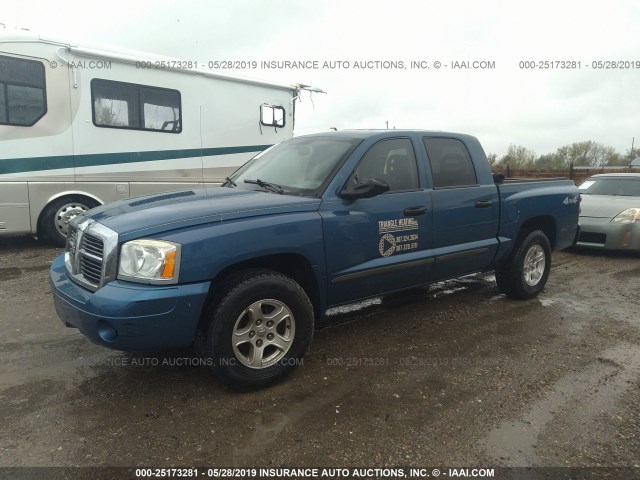 1D7HW48N95S245275 - 2005 DODGE DAKOTA QUAD SLT BLUE photo 2