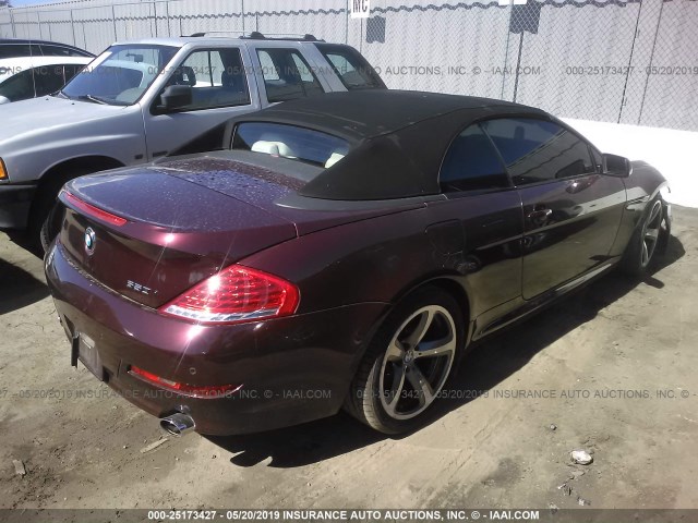 WBAEB53548CX61061 - 2008 BMW 650 I PURPLE photo 4