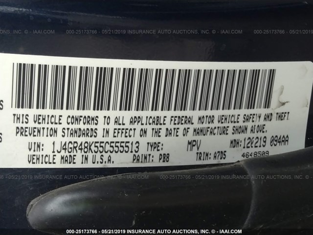 1J4GR48K55C555513 - 2005 JEEP GRAND CHEROKEE LAREDO/COLUMBIA/FREEDOM 蓝色 照片 9