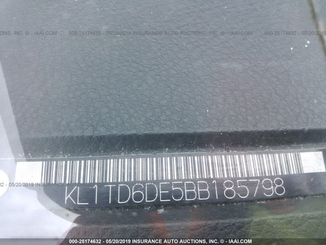 KL1TD6DE5BB185798 - 2011 CHEVROLET AVEO LS/LT BLACK photo 9