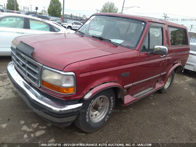 1FMEU15H7SLA76696 - 1995 FORD BRONCO U100 RED photo 2