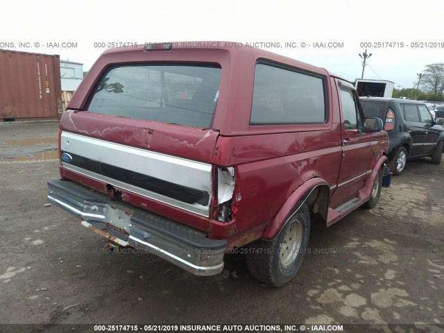 1FMEU15H7SLA76696 - 1995 FORD BRONCO U100 RED photo 4