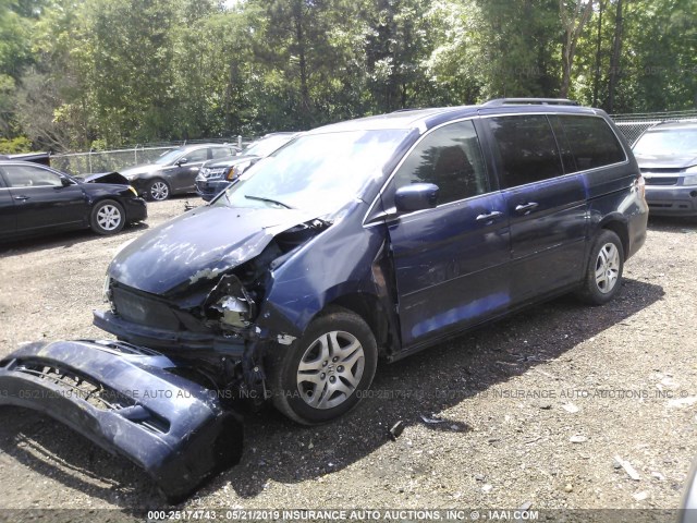 5FNRL38715B038024 - 2005 HONDA ODYSSEY EXL BLUE photo 2