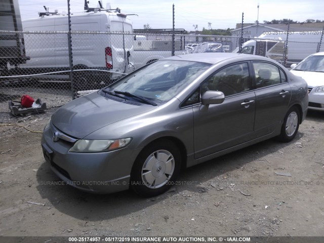 JHMFA36228S015552 - 2008 HONDA CIVIC HYBRID GRAY photo 2