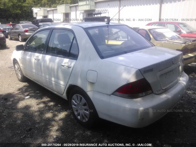 JA3AJ26E26U020637 - 2006 MITSUBISHI LANCER ES WHITE photo 3