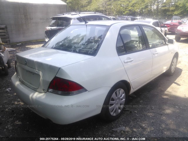 JA3AJ26E26U020637 - 2006 MITSUBISHI LANCER ES WHITE photo 4