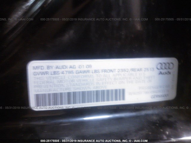 WAUSF78K49N053318 - 2009 AUDI A4 PREMIUM PLUS BLACK photo 9