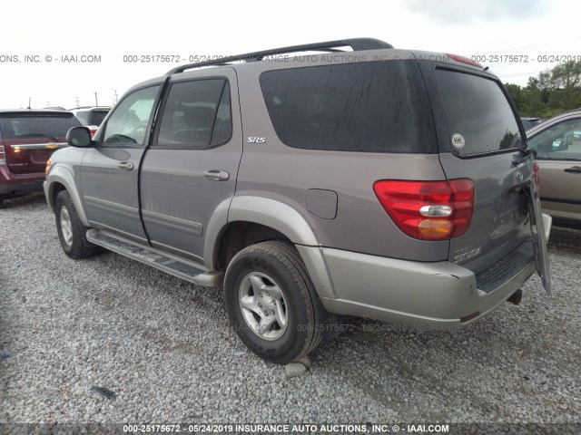 5TDBT44AX2S093250 - 2002 TOYOTA SEQUOIA SR5 GRAY photo 3