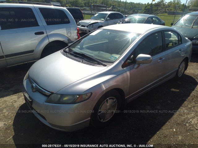 JHMFA36238S008738 - 2008 HONDA CIVIC HYBRID SILVER photo 2