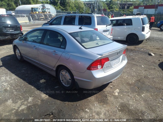 JHMFA36238S008738 - 2008 HONDA CIVIC HYBRID SILVER photo 3