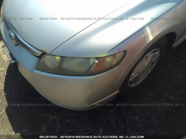 JHMFA36238S008738 - 2008 HONDA CIVIC HYBRID SILVER photo 6