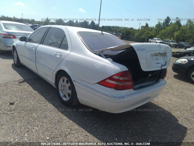 WDBNG75J31A214485 - 2001 MERCEDES-BENZ S 500 WHITE photo 3