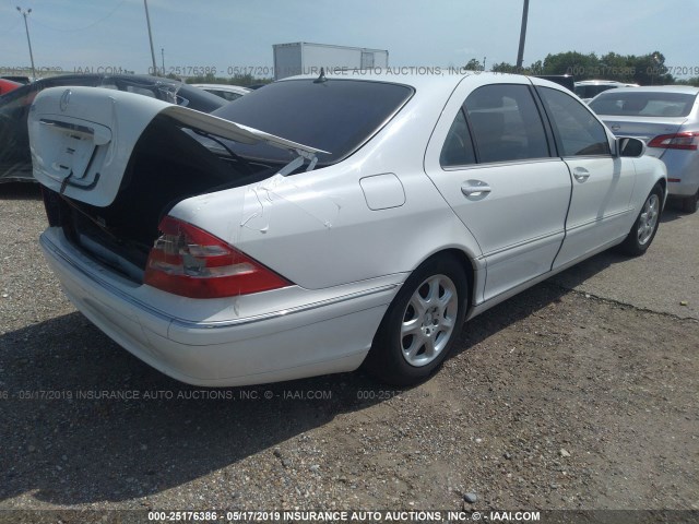 WDBNG75J31A214485 - 2001 MERCEDES-BENZ S 500 WHITE photo 4