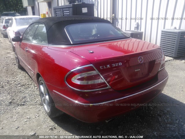 WDBTK65G25T051231 - 2005 MERCEDES-BENZ CLK 320 RED photo 3