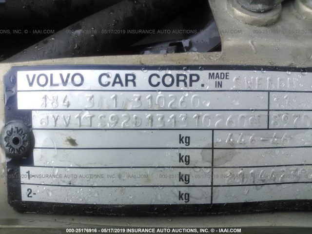 YV1TS92D131310260 - 2003 VOLVO S80 BROWN photo 9