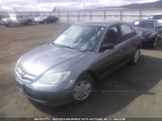 2HGES16455H516052 - 2005 HONDA CIVIC DX GRAY photo 2