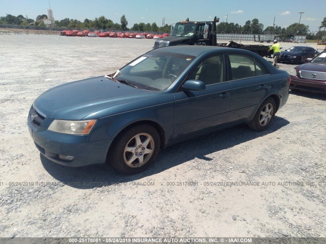 5NPEU46F26H149289 - 2006 HYUNDAI SONATA GLS/LX TURQUOISE photo 2