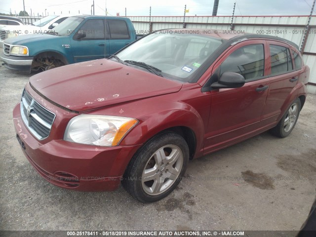 1B3HB48B27D537578 - 2007 DODGE CALIBER SXT RED photo 2