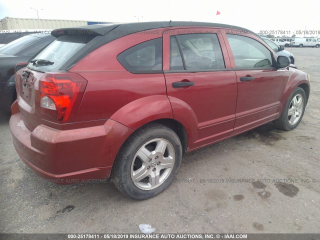 1B3HB48B27D537578 - 2007 DODGE CALIBER SXT RED photo 4