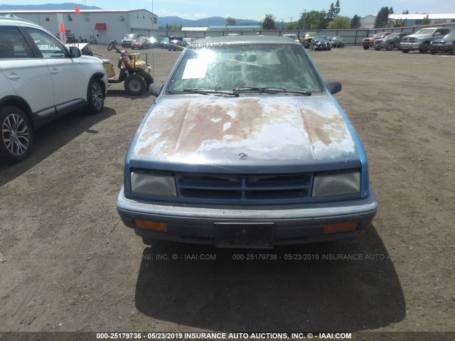 3B3XP45K4MT039017 - 1991 DODGE SHADOW BLUE photo 6