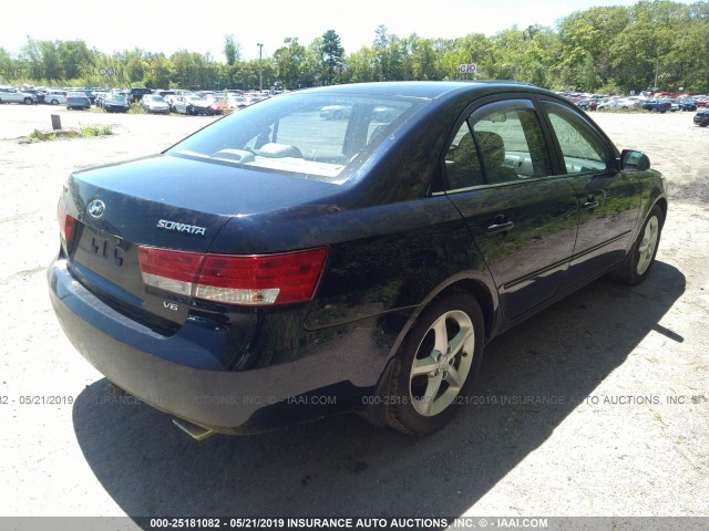 5NPEU46F17H182141 - 2007 HYUNDAI SONATA SE/LIMITED BLUE photo 4