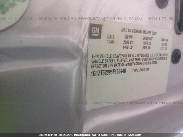 1G1ZT62895F188440 - 2005 CHEVROLET MALIBU MAXX LS 银色 照片 9