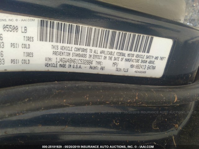 1J4GW48N61C532884 - 2001 JEEP GRAND CHEROKEE LAREDO 蓝色 照片 9