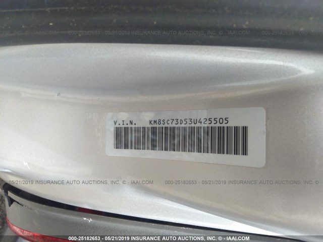 KM8SC73D53U425505 - 2003 HYUNDAI SANTA FE GLS/LX SILVER photo 9