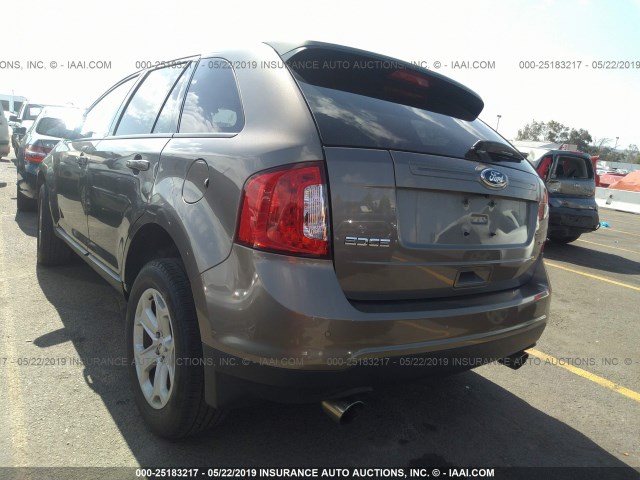 2FMDK3JC7DBC37770 - 2013 FORD EDGE SEL GRAY photo 3