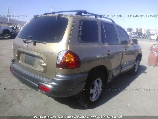 KM8SB12B34U655447 - 2004 HYUNDAI SANTA FE GL GOLD photo 4