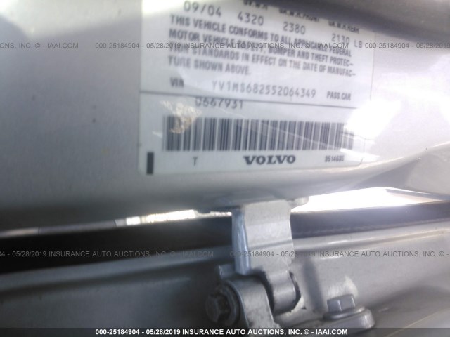 YV1MS682552064349 - 2005 VOLVO S40 T5 SILVER photo 9