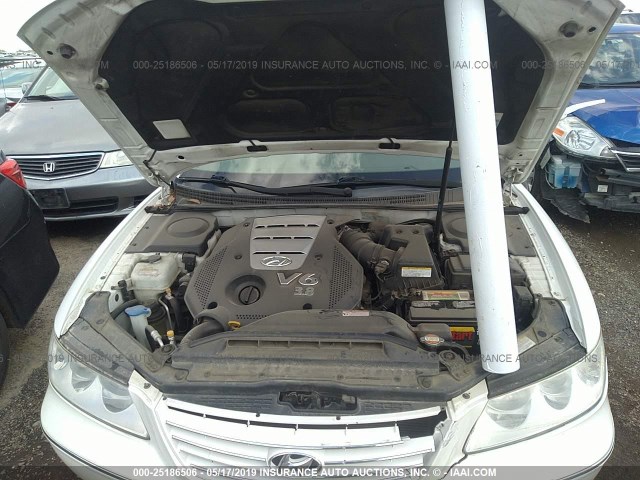 KMHFC46F57A200716 - 2007 HYUNDAI AZERA SE/LIMITED WHITE photo 10