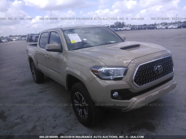 3TMCZ5AN0KM199643 - 2019 TOYOTA TACOMA DOUBLE CAB/SR/SR5/TRD SPO BEIGE photo 1
