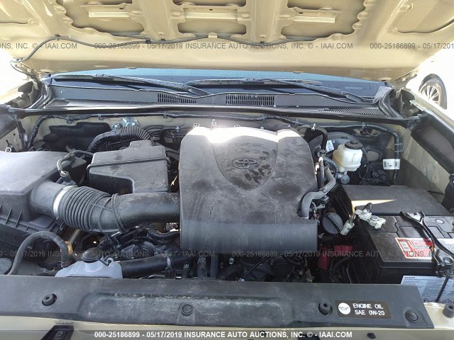 3TMCZ5AN0KM199643 - 2019 TOYOTA TACOMA DOUBLE CAB/SR/SR5/TRD SPO BEIGE photo 10