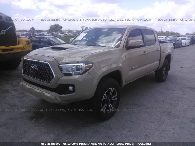 3TMCZ5AN0KM199643 - 2019 TOYOTA TACOMA DOUBLE CAB/SR/SR5/TRD SPO BEIGE photo 2