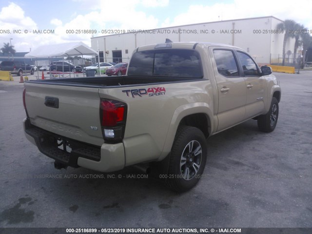 3TMCZ5AN0KM199643 - 2019 TOYOTA TACOMA DOUBLE CAB/SR/SR5/TRD SPO BEIGE photo 4